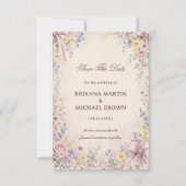 Vintage Pastell-Blumenmuster Save The Date (Vorderseite)