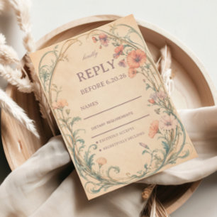 Vintage Pastell Botanisch Elegant RSVP Karte