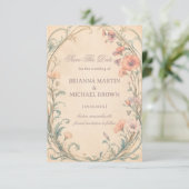 Vintage Pastell Botanisch Romantisch Save The Date (Stehend Vorderseite)