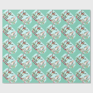 Vintage Pastell-Feiertags-Roboter & Baum-Geschenkv Geschenkpapier