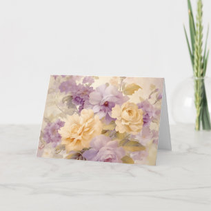 Vintage Pastell-Gartenblumen, cremefarbene Rosen Karte