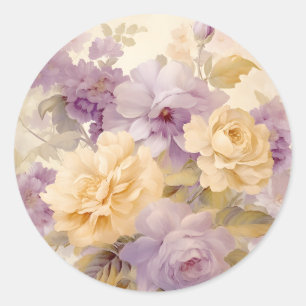 Vintage Pastell-Gartenblumen  Runder Aufkleber