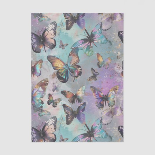 Vintage Pastell Grunge Schmetterling Decoupage Seidenpapier (Vorderseite)