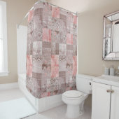 Vintage Pastell Landbraun Patchwork Duschvorhang (Beispiel)