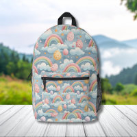 Vintage-Pastell-Regenbogen-Osterhaseneier mit Wolk
