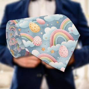 Vintage-Pastell-Regenbogen-Osterhaseneier mit Wolk Krawatte