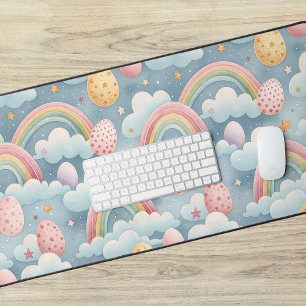 Vintage-Pastell-Regenbogen-Osterhaseneier mit Wolk Schreibtischunterlage