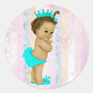 Vintage-Pastell-Regenbogen-Prinzessin-Baby-Party Runder Aufkleber