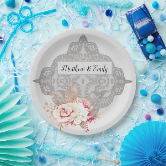 Vintage Pastell-Rose Pappteller (Party)