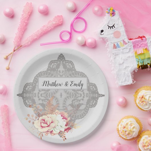 Vintage Pastell-Rose Pappteller (Party)