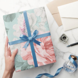 Vintage Pastell-Rosen-Mint-Blumenmuster Geschenkpapier