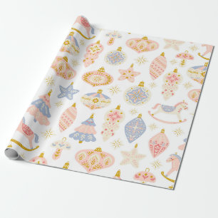 Vintage-Pastell-Weihnachtsbaumschmuck Geschenkpapi Geschenkpapier