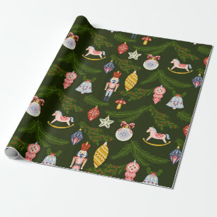 Vintage-Pastell-Weihnachtsbaumschmuck Geschenkpapi Geschenkpapier