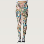Vintage-Pastell-Weihnachtskarten-Collage Leggings (Vorderseite)