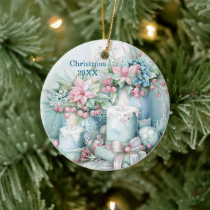 Vintage-Pastell-Weihnachtsschmuck Keramik Ornament
