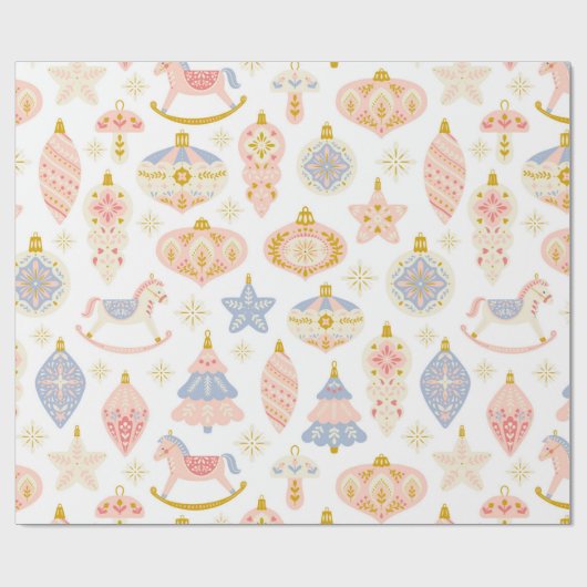 Vintage Pastell Weihnachtsschmuck Umschlagpapier Geschenkpapier (Flach)