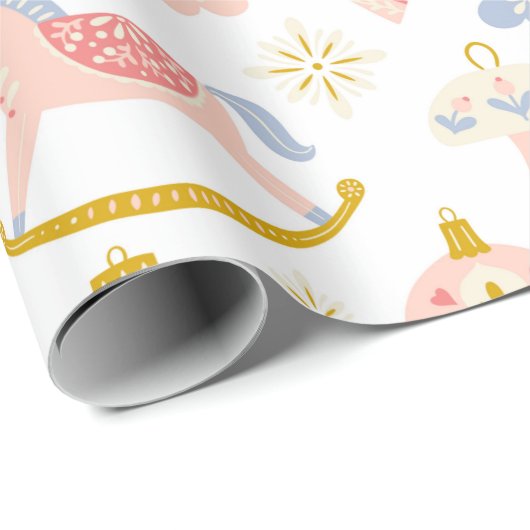 Vintage Pastell Weihnachtsschmuck Umschlagpapier Geschenkpapier (Rolleneckpunkt)