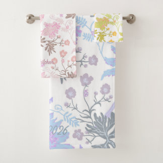 Vintage Pastell-Wildblumen-Badehandtuch Badhandtuch Set