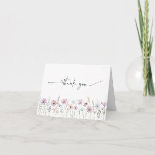Vintage-Pastell-Wildblumen-Hochzeit Dankeskarte