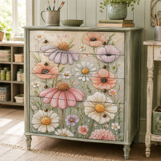 Vintage-Pastell-Wildblumengarten-Decoupage Seidenpapier