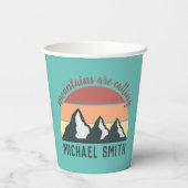 Vintage Pastellberge nennen Monografie Himmel Pappbecher (Rückseite)