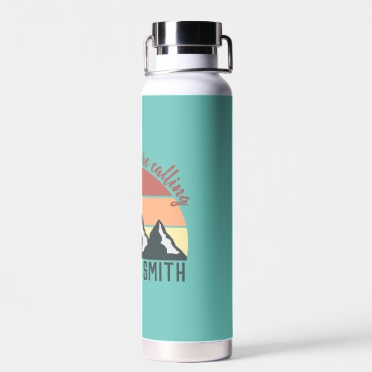 Vintage Pastellberge nennen Monografie Himmel Trinkflasche (Rückseite)