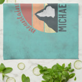 Vintage Pastellberge nennen Monogramm Geschirrtuch (Gefaltet)