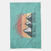 Vintage Pastellberge nennen Monogramm Geschirrtuch (Vertikal)