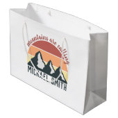 Vintage Pastellberge nennen Monogramm Große Geschenktüte (Rückseite Schrägansicht)