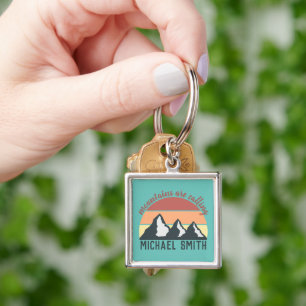 Vintage-Pastellberge rufen Monogramm-Himmel Schlüsselanhänger