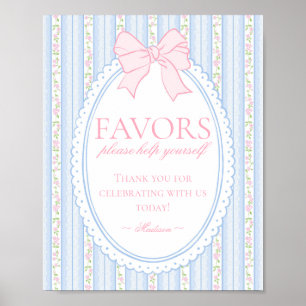 Vintage-Pastellblaue-Fancy-Floral-Partygeschenke-S Poster
