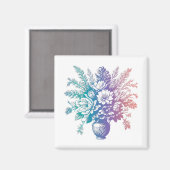 Vintage Pastellfarben, Blumenmuster Magnet (Vorderseite/Rückseite)