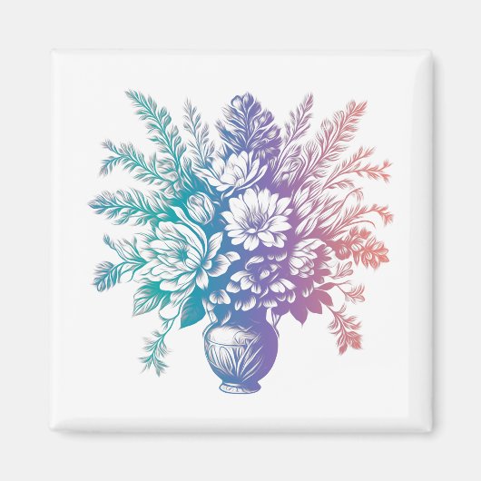 Vintage Pastellfarben, Blumenmuster Magnet (Vorne)