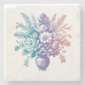 Vintage Pastellfarben, Blumenmuster Steinuntersetzer (Vorderseite)