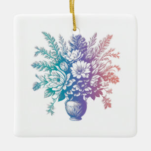 Vintage Pastellfarbene Blumendesign Keramikornament