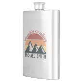 Vintage Pastellgebirge nennen Monogramm grau Flachmann (Links)