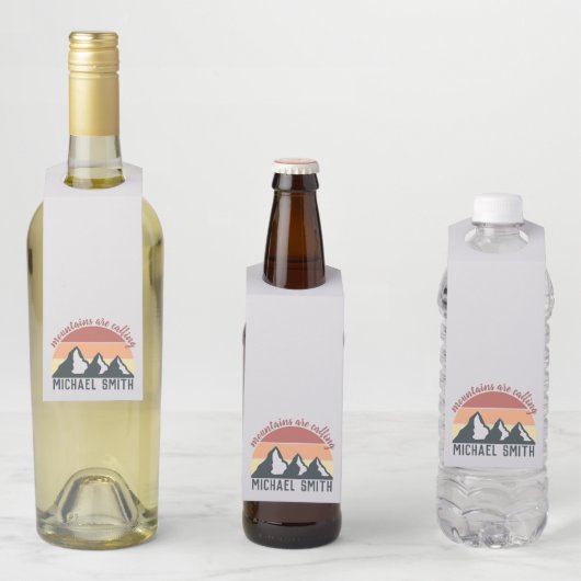 Vintage Pastellgebirge nennen Monogramm grau Flaschenanhänger (Beispiel)