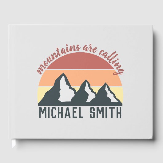 Vintage Pastellgebirge nennen Monogramm grau Gästebuch (Vorderseite)