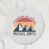 Vintage Pastellgebirge nennen Monogramm grau Geschenkanhänger (Rückseite)