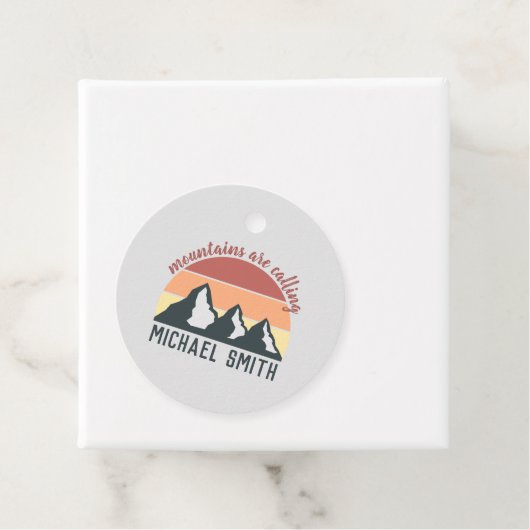 Vintage Pastellgebirge nennen Monogramm grau Geschenkanhänger (Beispiel)