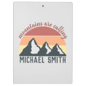 Vintage Pastellgebirge nennen Monogramm grau Klemmbrett (Rückseite)