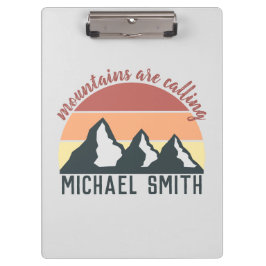 Vintage Pastellgebirge nennen Monogramm grau Klemmbrett