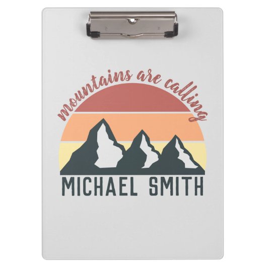 Vintage Pastellgebirge nennen Monogramm grau Klemmbrett (Vorderseite)