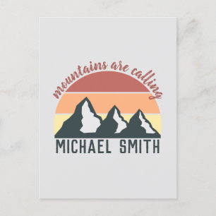 Vintage Pastellgebirge nennen Monogramm grau Postkarte