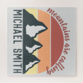 Vintage Pastellgebirge nennen Monogramm grau Puzzle (Horizontal)