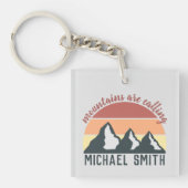 Vintage Pastellgebirge nennen Monogramm grau Schlüsselanhänger (Vorderseite)