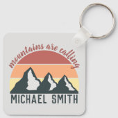 Vintage Pastellgebirge nennen Monogramm grau Schlüsselanhänger (Rückseite)