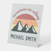 Vintage Pastellgebirge nennen Monogramm grau Sockelschild (Vorderseite)