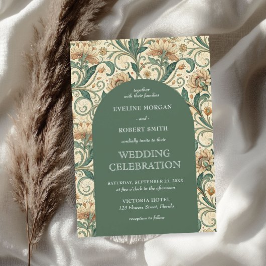 Vintage Pastellgrün Terrakotta im Blumenmuster Jug Einladung