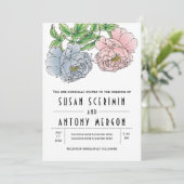 Vintage Pastellrosa Blume Hochzeit Einladung (Stehend Vorderseite)